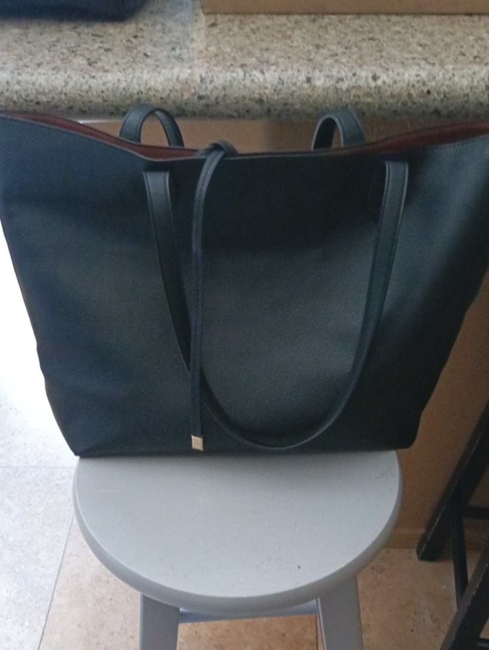 Classic Black Tote Bag with Subtle Trim